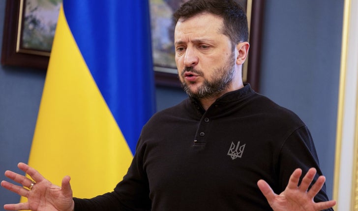 Le président ukrainien, Volodymyr Zelensky, en conférence de presse, mercredi, à Kiev
