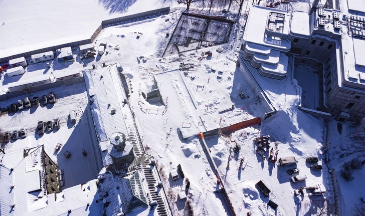 Le chantier du nouveau pavillon du MNBAQ, à Québec, le 30 janvier 2025.